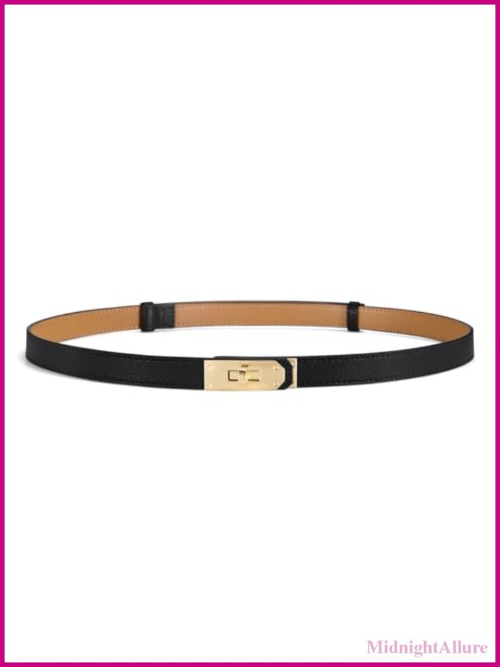 Skinny Leather Belt Adjustable Dress Belt Gold Buckle